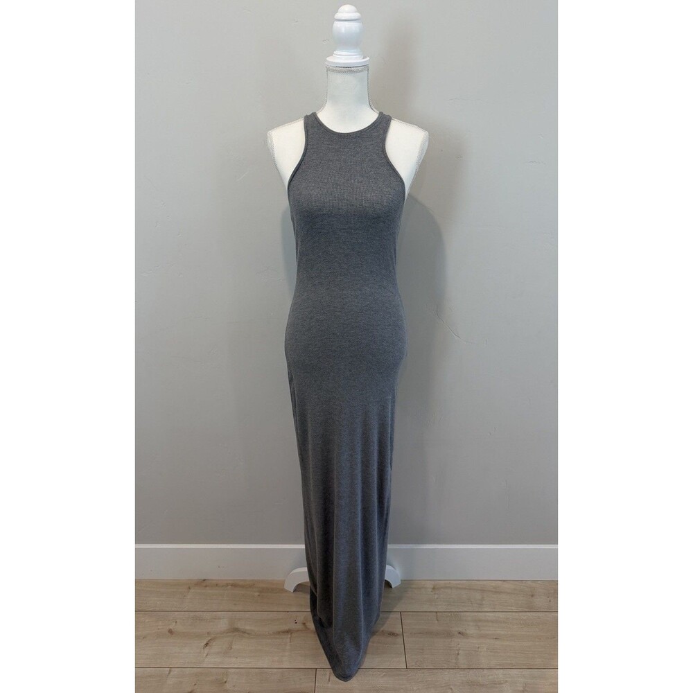 Skims Soft Lounge Ribbed Racerback Maxi Dress Women’s Sz L Heather Gray Sparkle